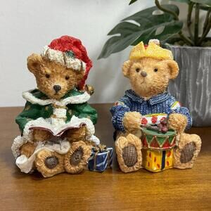 K's Collection Teddy Bear Figurines Christmas Holiday Set of 2